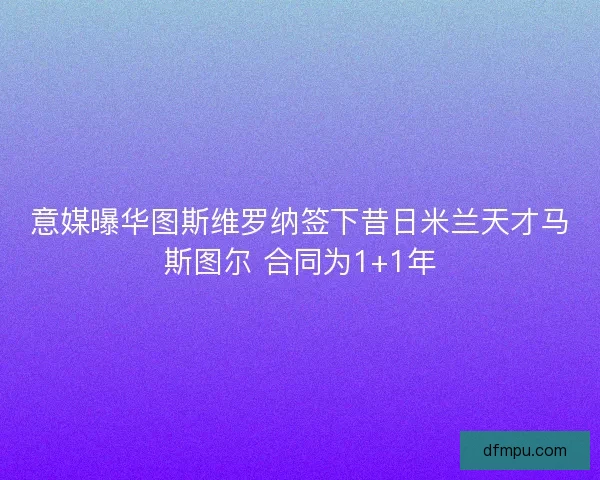 意媒曝华图斯维罗纳签下昔日米兰天才马斯图尔 合同为1+1年