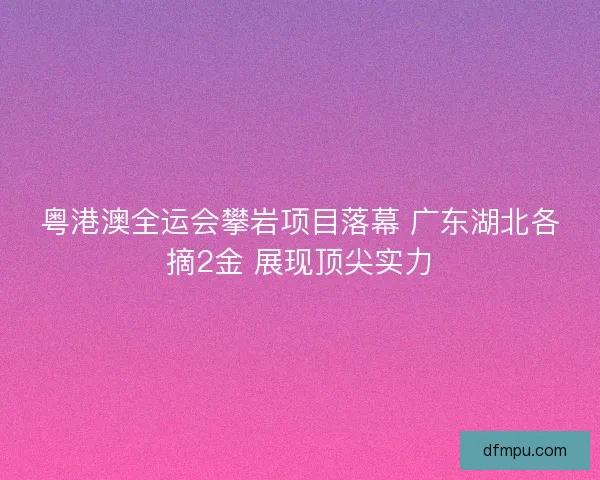 粤港澳全运会攀岩项目落幕 广东湖北各摘2金 展现顶尖实力