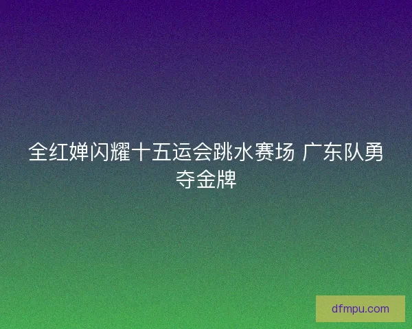 全红婵闪耀十五运会跳水赛场 广东队勇夺金牌